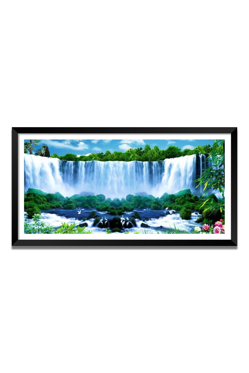 Nature Landscape Floating Frame Scenery Digital Print - 12x24 inch Modern Nature Wall Art for Living Room, Bedroom, Office, Hotels, Drawing Room