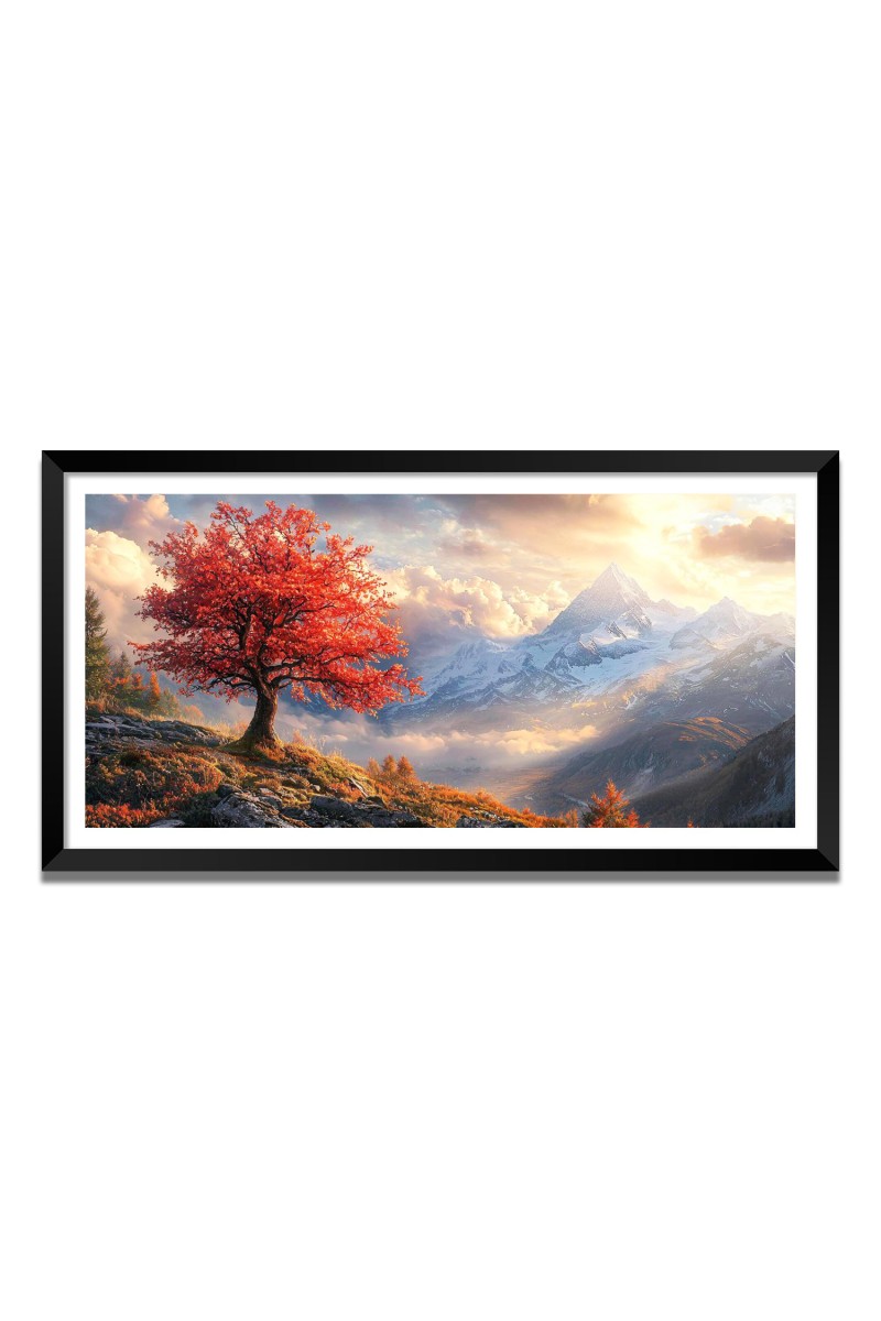 Nature Landscape Floating Frame Scenery Digital Print - 12x24 inch Modern Nature Wall Art for Living Room, Bedroom, Office, Hotels, Drawing Room