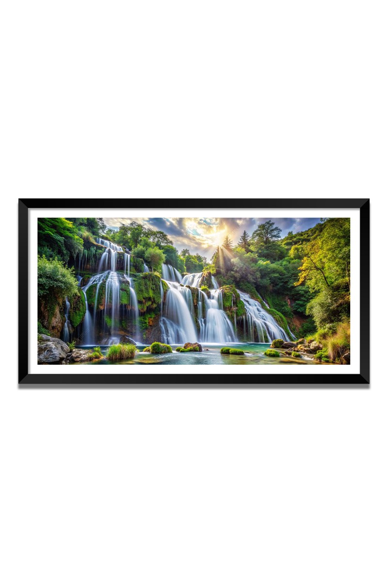 Nature Landscape Floating Frame Scenery Digital Print - 12x24 inch Modern Nature Wall Art for Living Room, Bedroom, Office, Hotels, Drawing Room