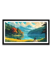 Nature Landscape Floating Frame Scenery Digital Print - 12x24 inch Modern Nature Wall Art for Living Room, Bedroom, Office, Hotels, Drawing Room