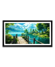 Nature Landscape Floating Frame Scenery Digital Print - 12x24 inch Modern Nature Wall Art for Living Room, Bedroom, Office, Hotels, Drawing Room