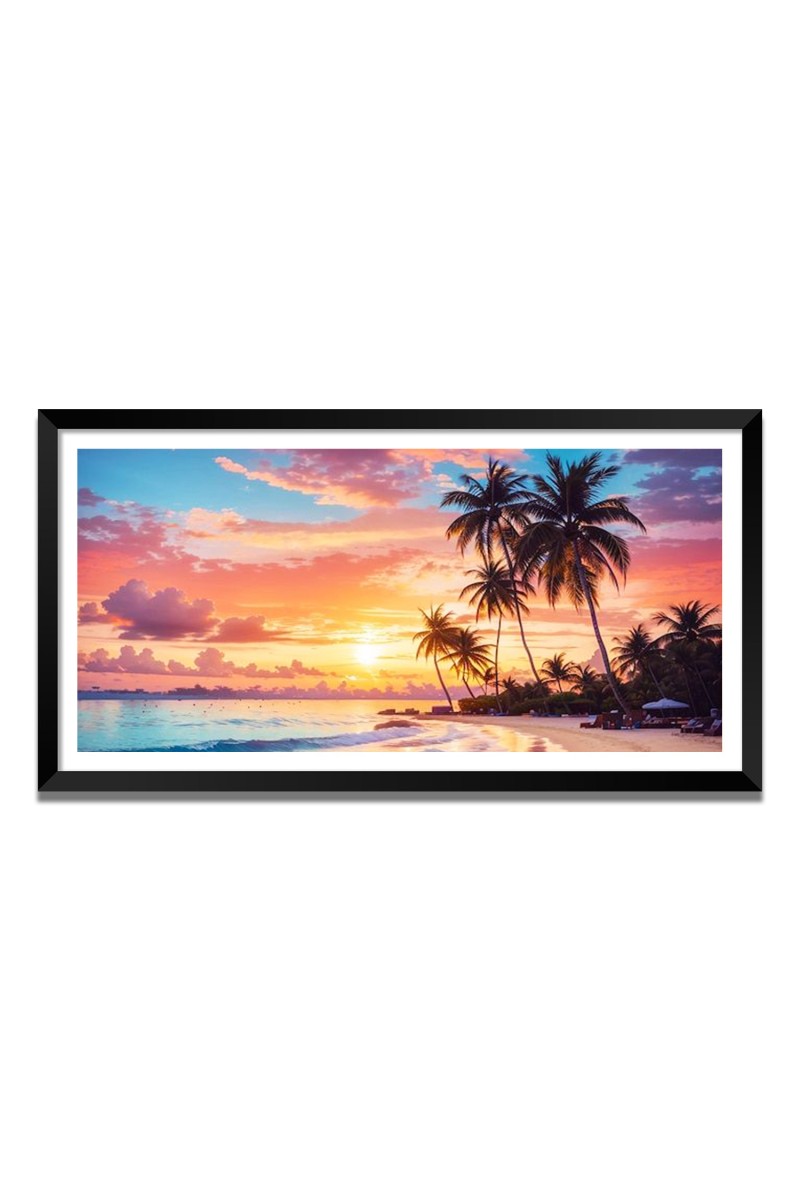 Nature Landscape Floating Frame Scenery Digital Print - 12x24 inch Modern Nature Wall Art for Living Room, Bedroom, Office, Hotels, Drawing Room