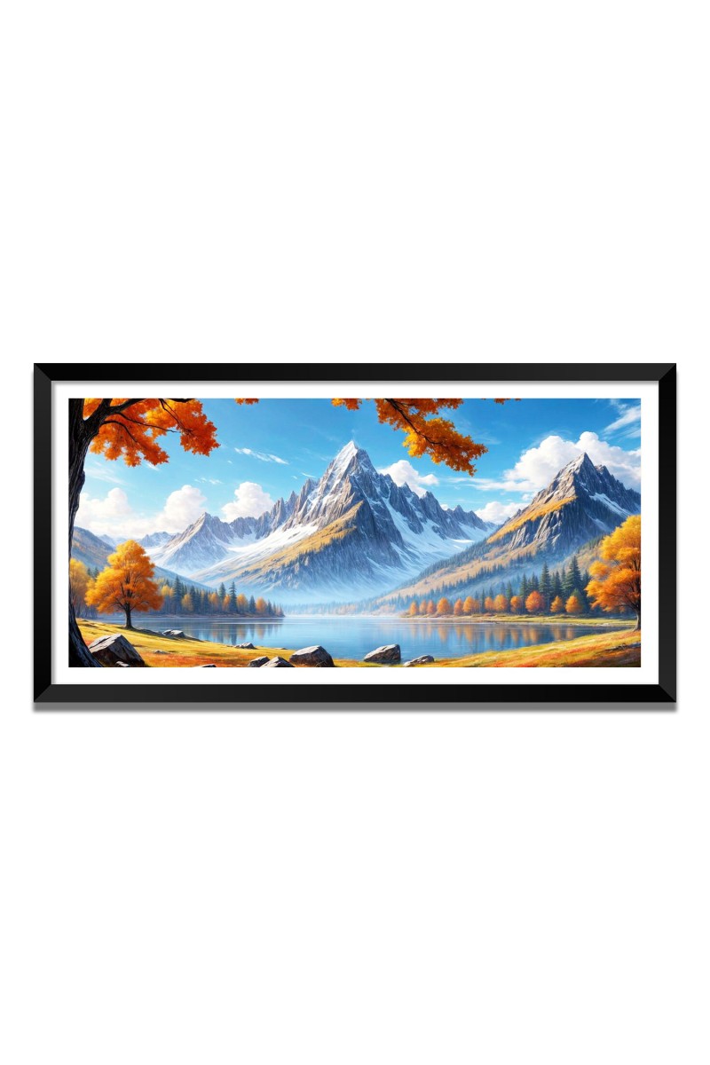 Nature Landscape Floating Frame Scenery Digital Print - 12x24 inch Modern Nature Wall Art for Living Room, Bedroom, Office, Hotels, Drawing Room