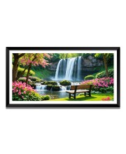 Nature Landscape Floating Frame Scenery Digital Print - 12x24 inch Modern Nature Wall Art for Living Room, Bedroom, Office, Hotels, Drawing Room
