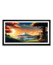 Nature Landscape Floating Frame Scenery Digital Print - 12x24 inch Modern Nature Wall Art for Living Room, Bedroom, Office, Hotels, Drawing Room
