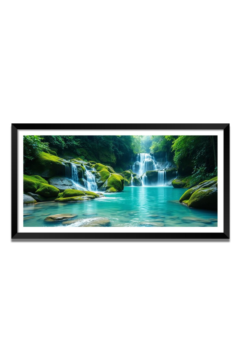 Nature Landscape Floating Frame Scenery Digital Print - 12x24 inch Modern Nature Wall Art for Living Room, Bedroom, Office, Hotels, Drawing Room