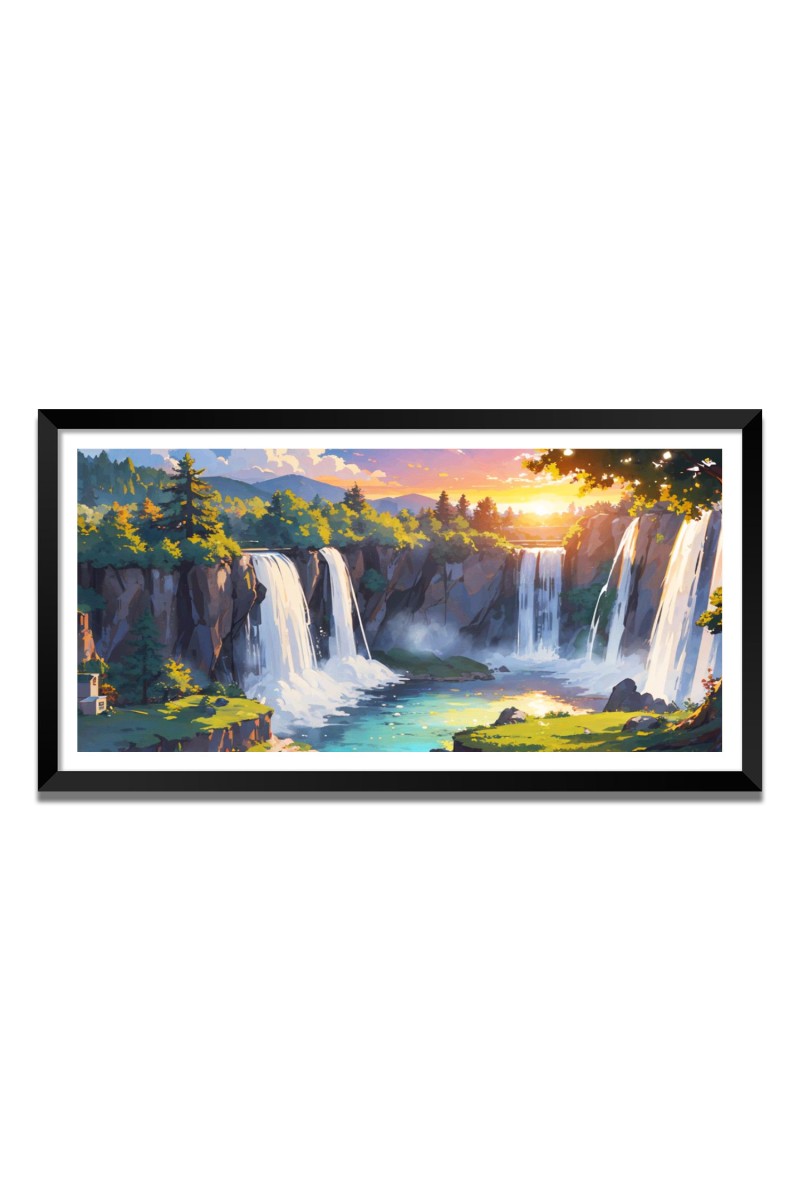 Nature Landscape Floating Frame Scenery Digital Print - 12x24 inch Modern Nature Wall Art for Living Room, Bedroom, Office, Hotels, Drawing Room