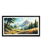 Nature Landscape Floating Frame Scenery Digital Print - 12x24 inch Modern Nature Wall Art for Living Room, Bedroom, Office, Hotels, Drawing Room