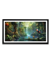 Nature Landscape Floating Frame Scenery Digital Print - 12x24 inch Modern Nature Wall Art for Living Room, Bedroom, Office, Hotels, Drawing Room