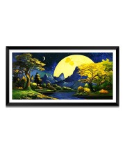 Nature Landscape Floating Frame Scenery Digital Print - 12x24 inch Modern Nature Wall Art for Living Room, Bedroom, Office, Hotels, Drawing Room