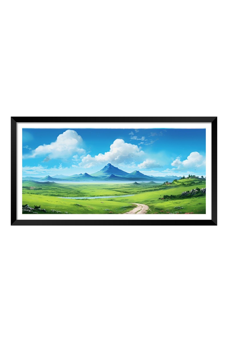 Nature Landscape Floating Frame Scenery Digital Print - 12x24 inch Modern Nature Wall Art for Living Room, Bedroom, Office, Hotels, Drawing Room