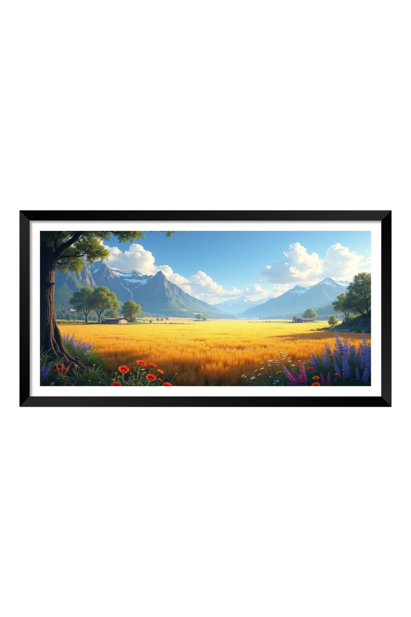 Nature Landscape Floating Frame Scenery Digital Print - 12x24 inch Modern Nature Wall Art for Living Room, Bedroom, Office, Hotels, Drawing Room