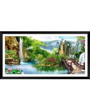 Nature Landscape Floating Frame Scenery Digital Print - 12x24 inch Modern Nature Wall Art for Living Room, Bedroom, Office, Hotels, Drawing Room