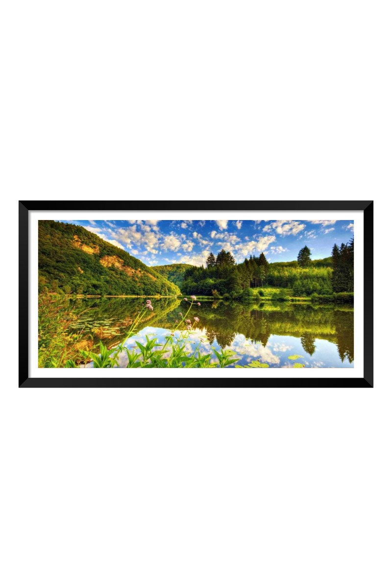 Nature Landscape Floating Frame Scenery Digital Print - 12x24 inch Modern Nature Wall Art for Living Room, Bedroom, Office, Hotels, Drawing Room