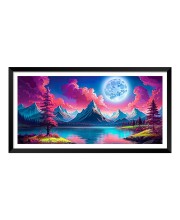 Nature Landscape Floating Frame Scenery Digital Print - 12x24 inch Modern Nature Wall Art for Living Room, Bedroom, Office, Hotels, Drawing Room