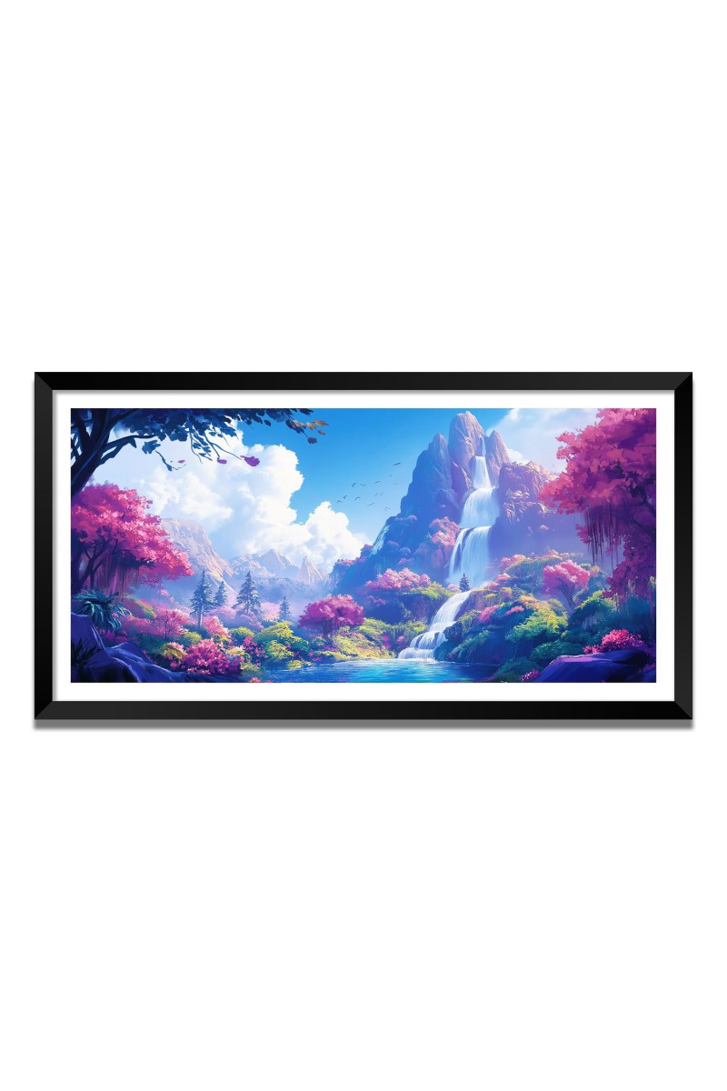 Nature Landscape Floating Frame Scenery Digital Print - 12x24 inch Modern Nature Wall Art for Living Room, Bedroom, Office, Hotels, Drawing Room