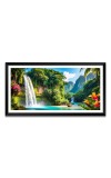 Nature Landscape Floating Frame Scenery Digital Print - 12x24 inch Modern Nature Wall Art for Living Room, Bedroom, Office, Hotels, Drawing Room