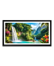 Nature Landscape Floating Frame Scenery Digital Print - 12x24 inch Modern Nature Wall Art for Living Room, Bedroom, Office, Hotels, Drawing Room