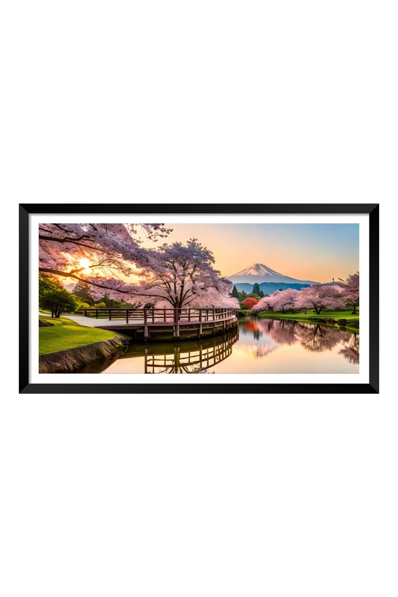 Nature Landscape Floating Frame Scenery Digital Print - 12x24 inch Modern Nature Wall Art for Living Room, Bedroom, Office, Hotels, Drawing Room