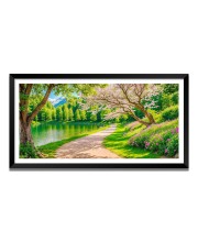 Nature Landscape Floating Frame Scenery Digital Print - 12x24 inch Modern Nature Wall Art for Living Room, Bedroom, Office, Hotels, Drawing Room