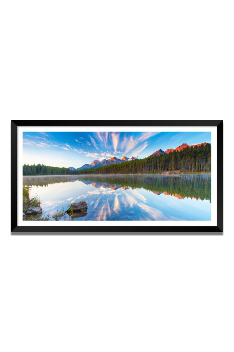 Nature Landscape Floating Frame Scenery Digital Print - 12x24 inch Modern Nature Wall Art for Living Room, Bedroom, Office, Hotels, Drawing Room