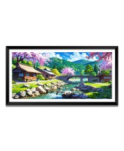 Nature Landscape Floating Frame Scenery Digital Print - 12x24 inch Modern Nature Wall Art for Living Room, Bedroom, Office, Hotels, Drawing Room