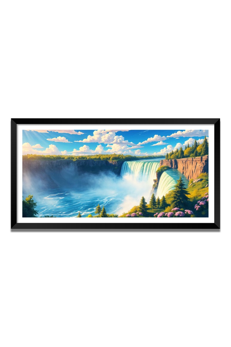 Nature Landscape Floating Frame Scenery Digital Print - 12x24 inch Modern Nature Wall Art for Living Room, Bedroom, Office, Hotels, Drawing Room