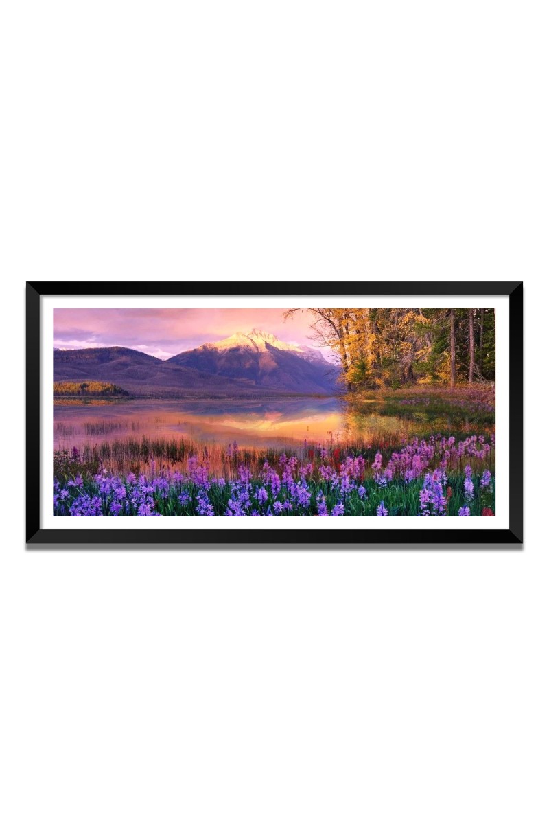 Nature Landscape Floating Frame Scenery Digital Print - 12x24 inch Modern Nature Wall Art for Living Room, Bedroom, Office, Hotels, Drawing Room