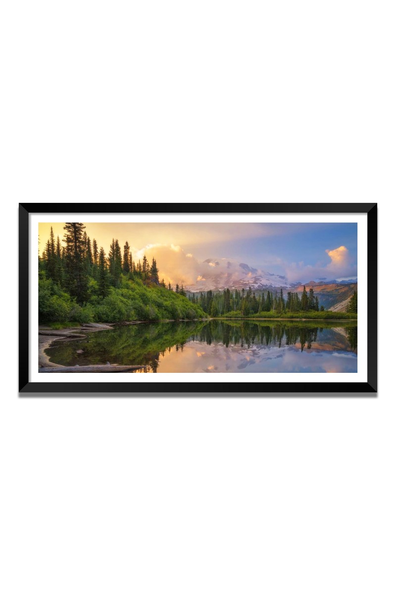 Nature Landscape Floating Frame Scenery Digital Print - 12x24 inch Modern Nature Wall Art for Living Room, Bedroom, Office, Hotels, Drawing Room
