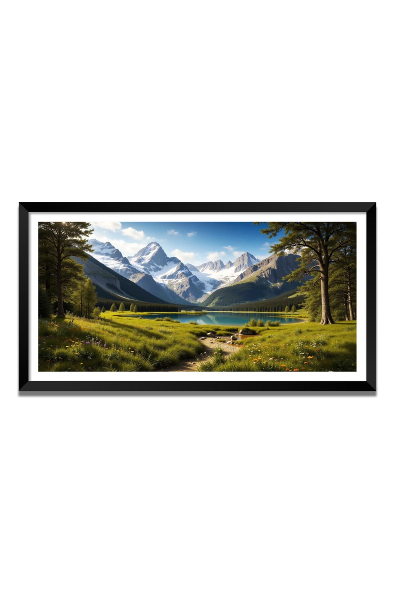 Nature Landscape Floating Frame Scenery Digital Print - 12x24 inch Modern Nature Wall Art for Living Room, Bedroom, Office, Hotels, Drawing Room