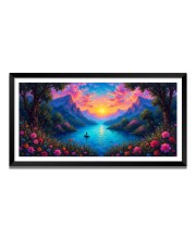 Nature Landscape Floating Frame Scenery Digital Print - 12x24 inch Modern Nature Wall Art for Living Room, Bedroom, Office, Hotels, Drawing Room