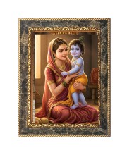 Yashoda Maiya And Gopal Krishna Digital Print Photo 6.7x8.7 inches  (I24) - Vibrant Religious Wall Art for Home or Office Decor.
