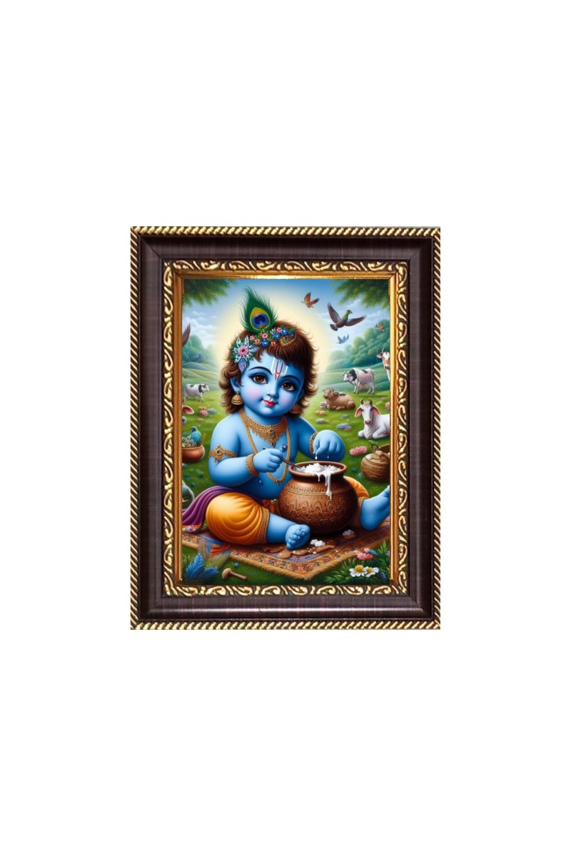 Little Krishna Digital Print Photo 6.7x8.7 inches  (I24) - Vibrant Religious Wall Art for Home or Office Decor.