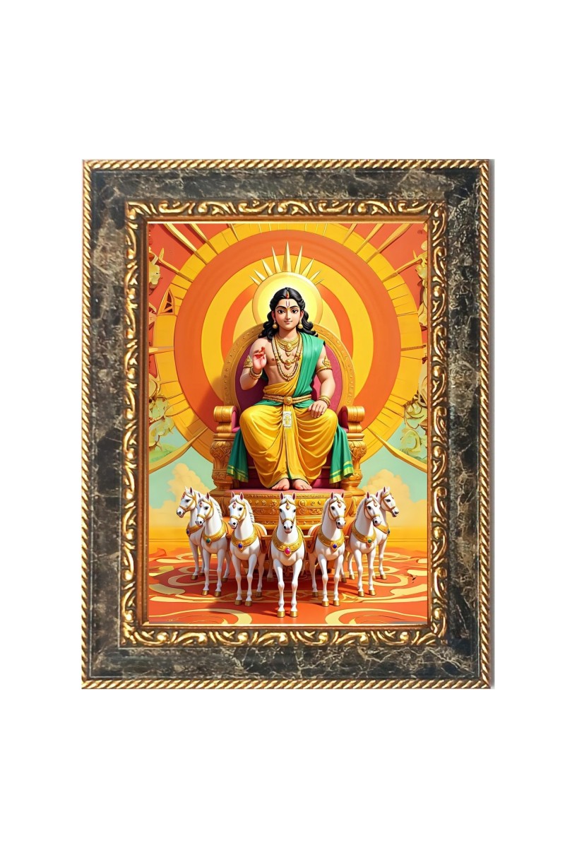 Lord surya Digital Print Photo 6.7x8.7 inches  (I24) - Vibrant Religious Wall Art for Home or Office Decor.