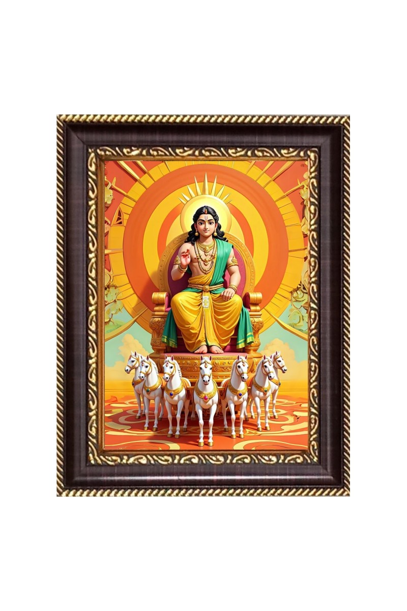 Lord surya Digital Print Photo 6.7x8.7 inches  (I24) - Vibrant Religious Wall Art for Home or Office Decor.