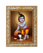 Lord Baby Krishna Digital Print Photo 6.7x8.7 inches  (I24) - Vibrant Religious Wall Art for Home or Office Decor.