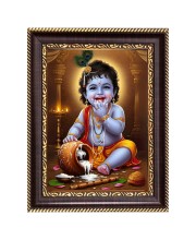 Lord Baby Krishna Digital Print Photo 6.7x8.7 inches  (I24) - Vibrant Religious Wall Art for Home or Office Decor.