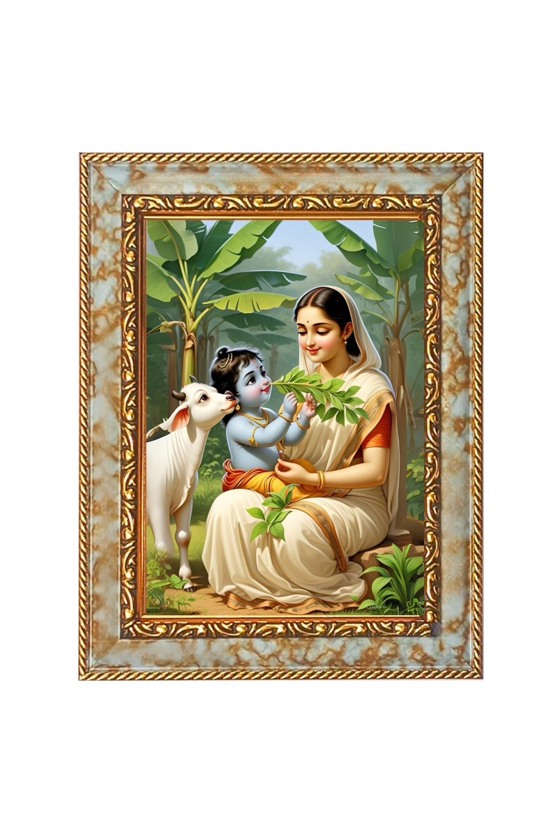  Krishna Yashoda Digital Print Photo 6.7x8.7 inches  (I24) - Vibrant Religious Wall Art for Home or Office Decor.