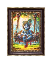 Little krishna Digital Print Photo 6.7x8.7 inches  (I24) - Vibrant Religious Wall Art for Home or Office Decor.