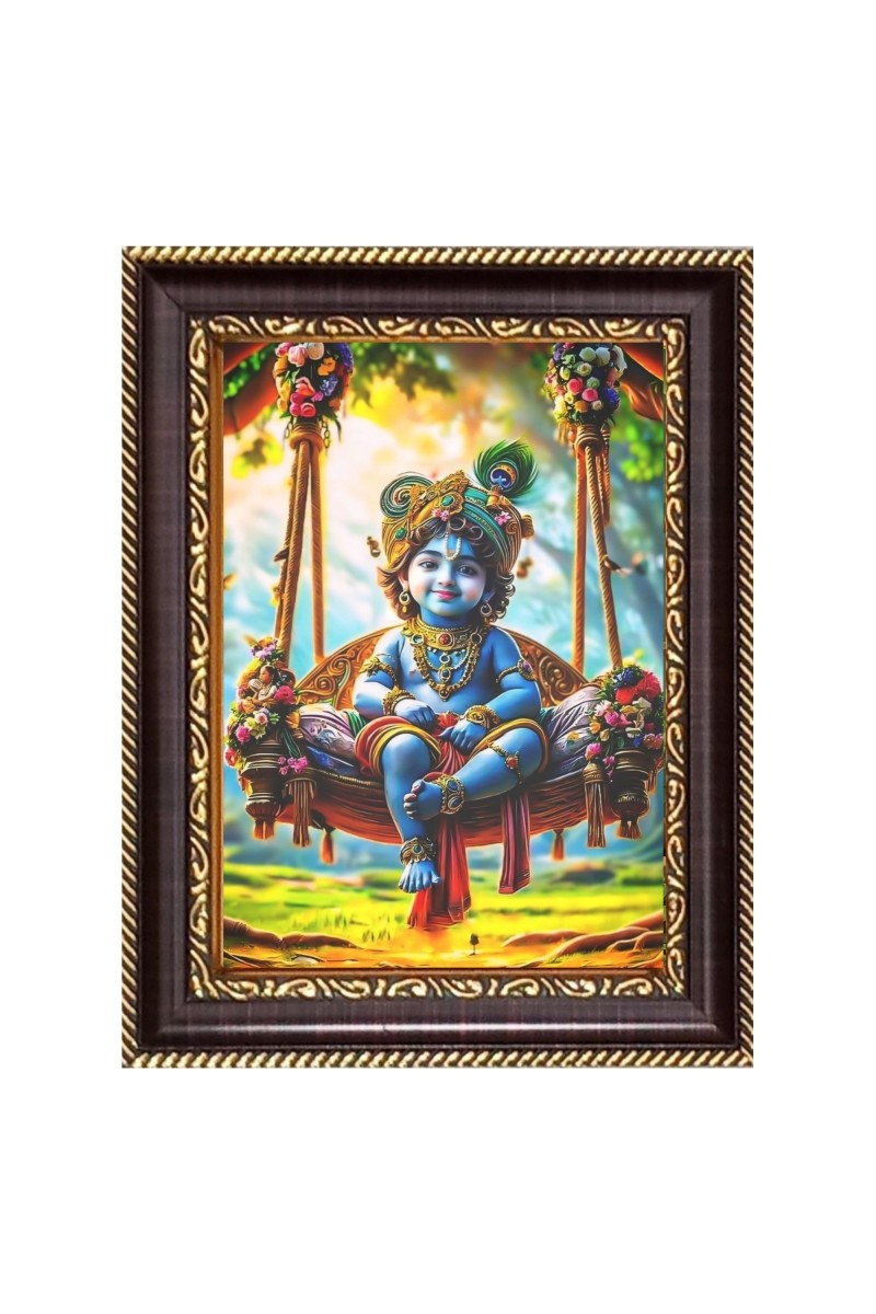 Little krishna Digital Print Photo 6.7x8.7 inches  (I24) - Vibrant Religious Wall Art for Home or Office Decor.