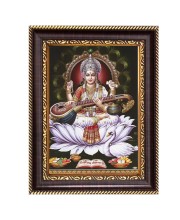 Maa Saraswati Digital Print Photo 6.7x8.7 inches  (I24) - Vibrant Religious Wall Art for Home or Office Decor.