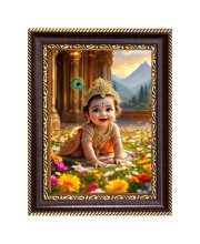 Baby Krishna Digital Print Photo 6.7x8.7 inches  (I24) - Vibrant Religious Wall Art for Home or Office Decor.