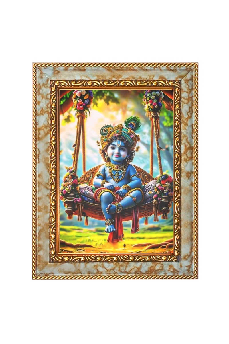 Little Krishna Digital Print Photo 6.7x8.7 inches  (I24) - Vibrant Religious Wall Art for Home or Office Decor.