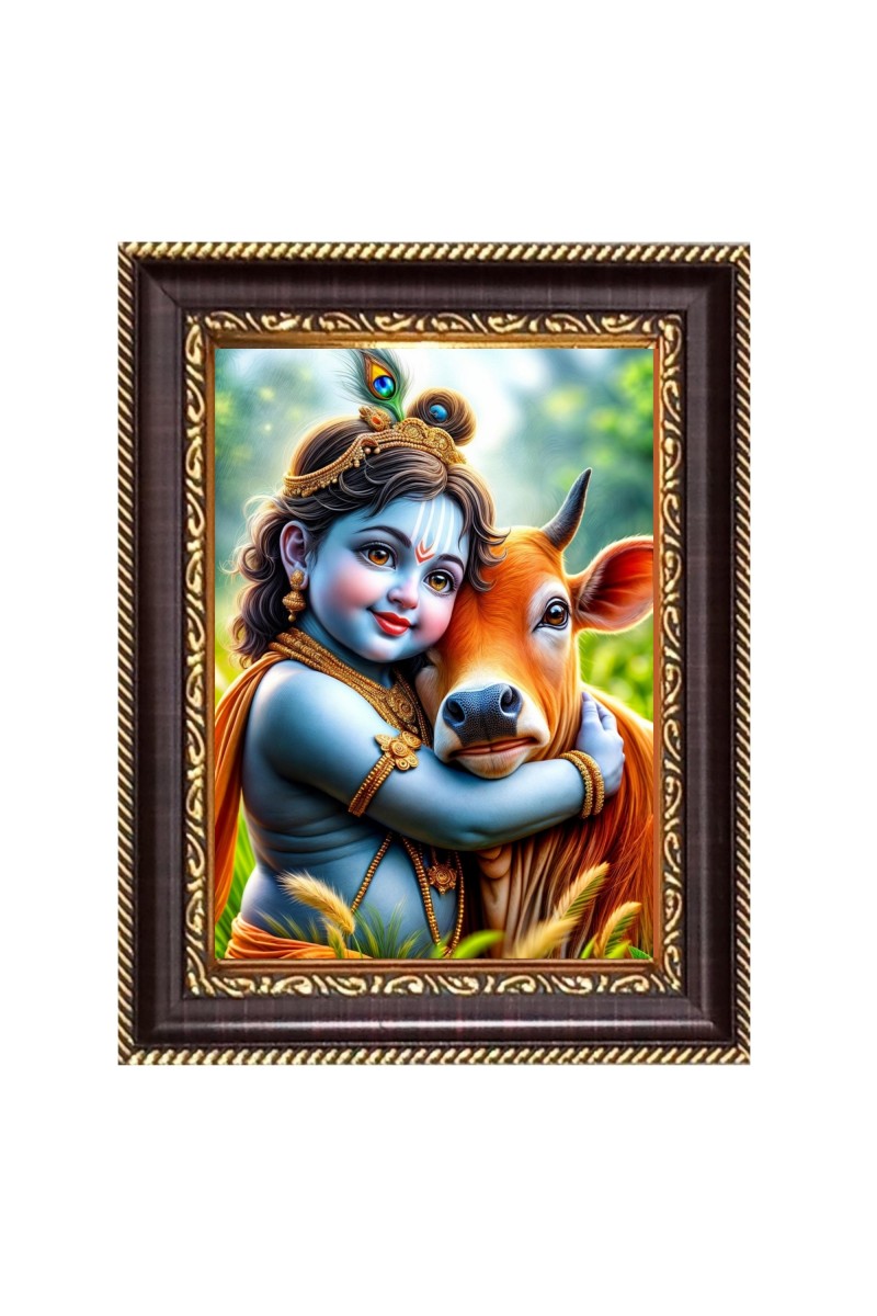 Little Krishna Digital Print Photo 6.7x8.7 inches  (I24) - Vibrant Religious Wall Art for Home or Office Decor.