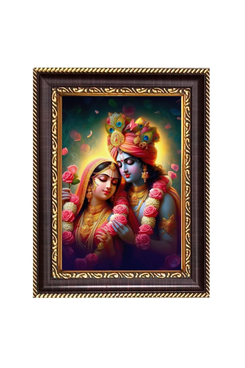 Shree Radha Krishna Digital Print Photo 6.7x8.7 inches  (I24) - Vibrant Religious Wall Art for Home or Office Decor.