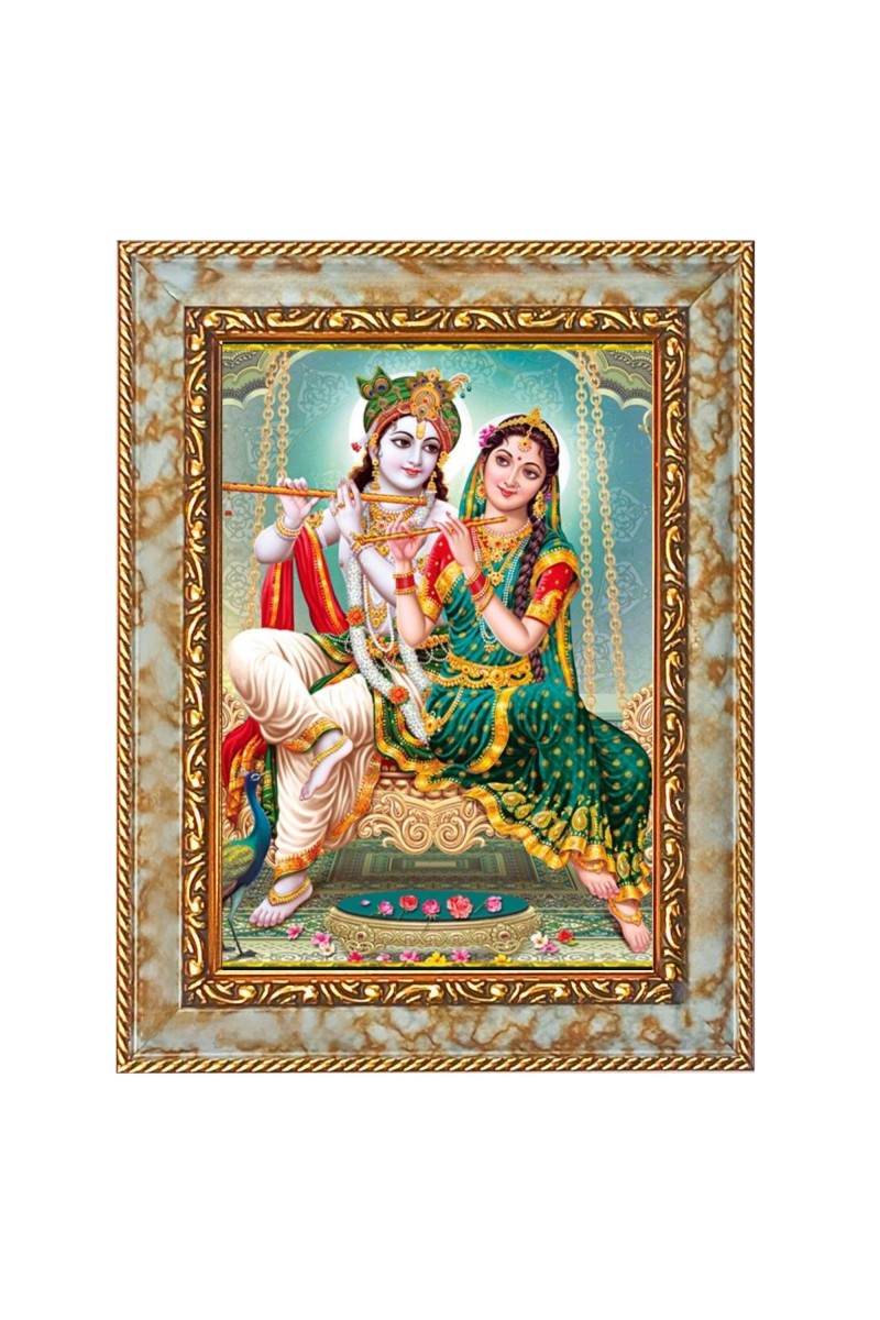 Shri Radha Krishna Digital Print Photo 6.7x8.7 inches  (I24) - Vibrant Religious Wall Art for Home or Office Decor.