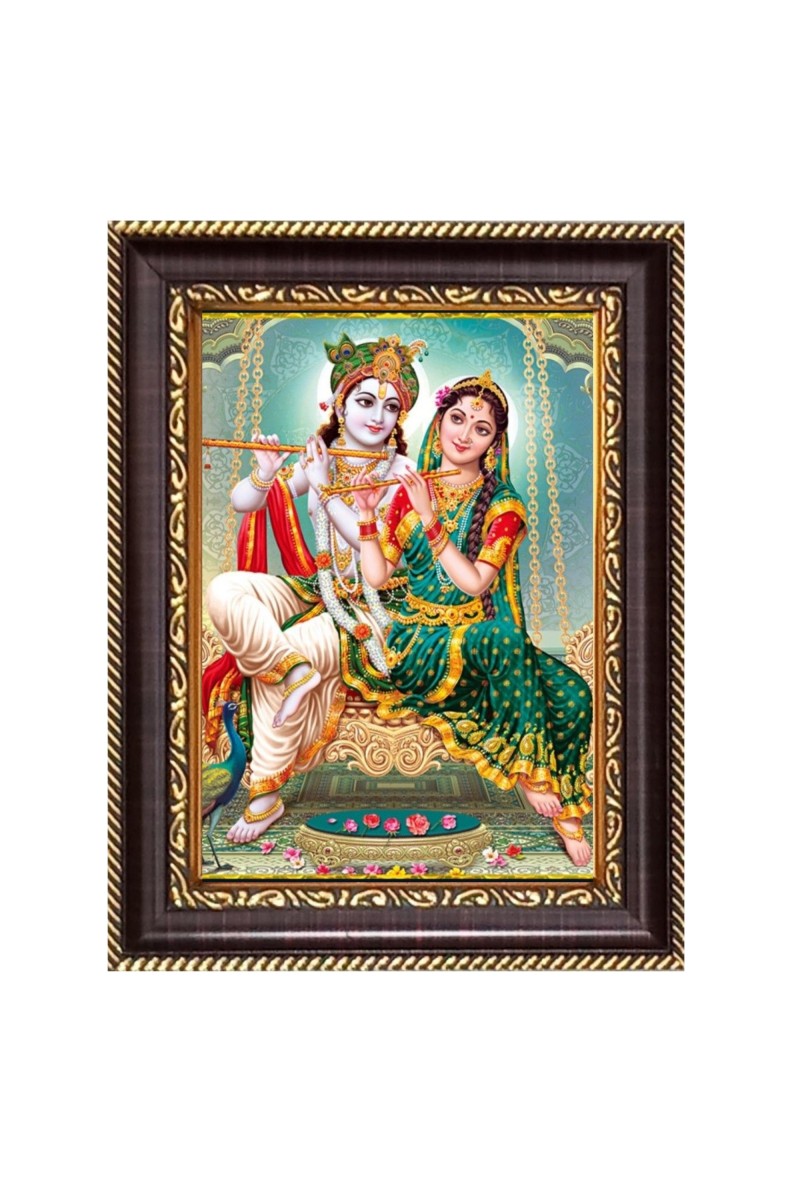 Shri Radha Krishna Digital Print Photo 6.7x8.7 inches  (I24) - Vibrant Religious Wall Art for Home or Office Decor.