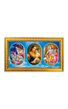 Krishna with mother Photo Frame - 8x14 Inch Brown Wooden Frame | Hindu Gods Wall Decor for Home & Office