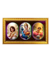 Lord krishna raam Photo Frame - 8x14 Inch Brown Wooden Frame | Hindu Gods Wall Decor for Home & Office