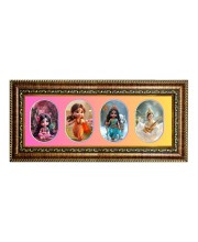 Little radha, sita, durga, saraswati Photo Frame - 8x14 Inch Brown Wooden Frame | Hindu Gods Wall Decor for Home & Office